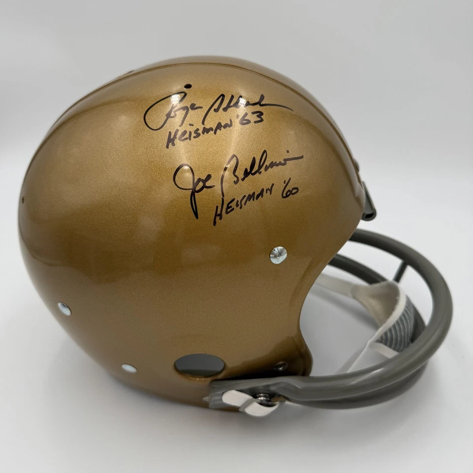 ROGER STAUBACH-JOE BELLINO SIGNED NAVY FULL SIZE SUSPENSION HELMET HEISMAN - JSA - Image 1 of 4