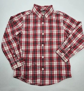 Gymboree 2012 Holiday Memories Little Boys S 5-6 Button Front Shirt Red Plaid - Picture 1 of 6