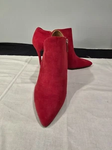 NWOB Jessica Simpson High Heel Faux Suede Ankle Boots, Zipper, Averna3, Red, 7 M - Picture 1 of 10