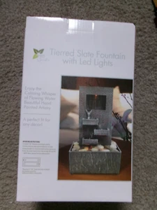 NM Signature Tierred Slate Fountain with LED Lights NIB - Picture 1 of 4