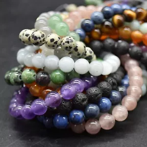 Large Hole (2mm) Natural Gemstone Round Beads & Pearls - 8mm - Various Stones - Picture 1 of 68