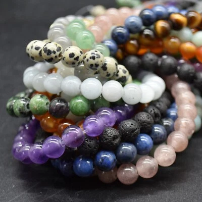 Large Hole (2mm) Round Beads & Pearls, 8mm, Various Stones, For Jewellery Making - Image 1 of 4