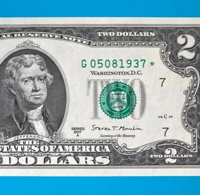 May 8, 1937 / 5 August 1937 (G 05081937 *) BIRTHDAY Note $2 Two Dollar Bill *UNC - Image 1 of 4