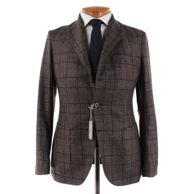 Abrigo deportivo Sartorio Kiton nuevo con etiquetas mezcla de lana talla 50R (40R EE. UU.) en marrón/azul/negro Foto 1 de 4