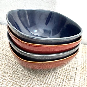 Over and Back Porcelain Square Bowls Soup Salad Cereal Blue (2) Red (2)_Set of 4 - Picture 1 of 17