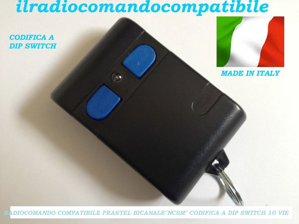 RADIOCOMANDO COMPATIBILE PRASTEL BICANALE "NCSM" CODIFICA DIP SWITCH 10 VIE