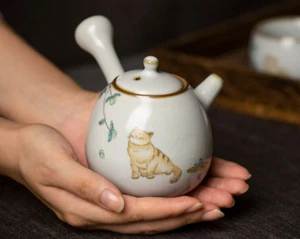 Adorable Gato 250 ml Japonesa Kyusu Tetera Cerámica Cerámica Kawaii Neko Pintura Regalo - Imagen 1 de 16