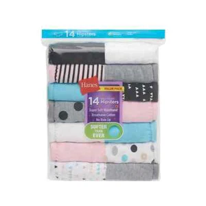 Hanes Girls' Tagless Super Soft Cotton Hipsters, 14 pack, Size 14, Colorful - Picture 1 of 3