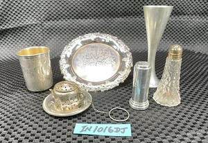 Collectible Minature Silver Cup-Goblet-Tray-Tea Pot-Salt/Pepper Shakers IN1016JD - Picture 1 of 23