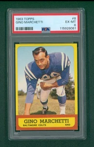 1963 Topps Football Card - #8 Geno Marchetti, PSA 6 EXMT - Picture 1 of 2