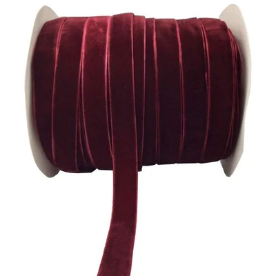 10 Yards Burgundy Velvet Ribbon Spool Wine, 5/8 - Image 1 of 4