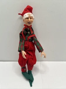 Maria Saracino Hand Sculpted Clay Posable Shelf Sitter "Simon" Christmas Elf - Picture 1 of 14