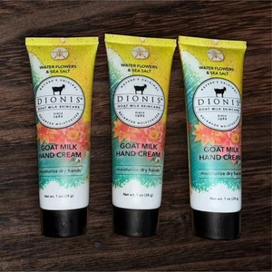 Dionis Goat Milk Hand Cream Set Of 3 Water Flowers & Sea Salt New Travel Size - Picture 1 of 1