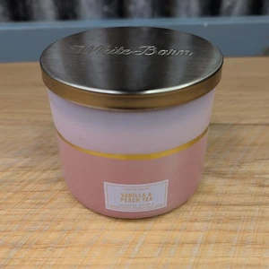 Bath & Body Works White Barn Vanilla & Peach Tea Scented Candle, 3 Wick, 14.5 oz - Picture 1 of 5
