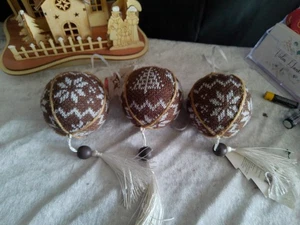 Christbaum-/Weihnachtsbaumkugeln/neu/skandinavisch/braun/beige/3 Stück - Bild 1 von 5