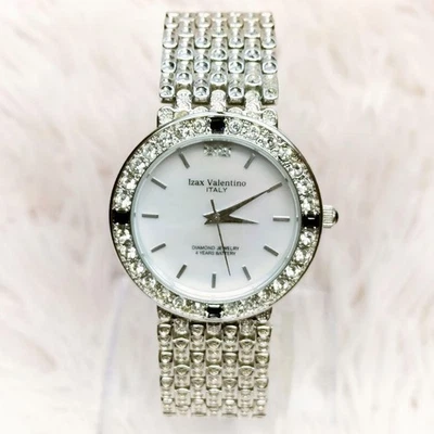 Izax Valentino Sapphire Blue Dial Watch 3 Hands Diamond Elegant Design USED - Image 1 of 4