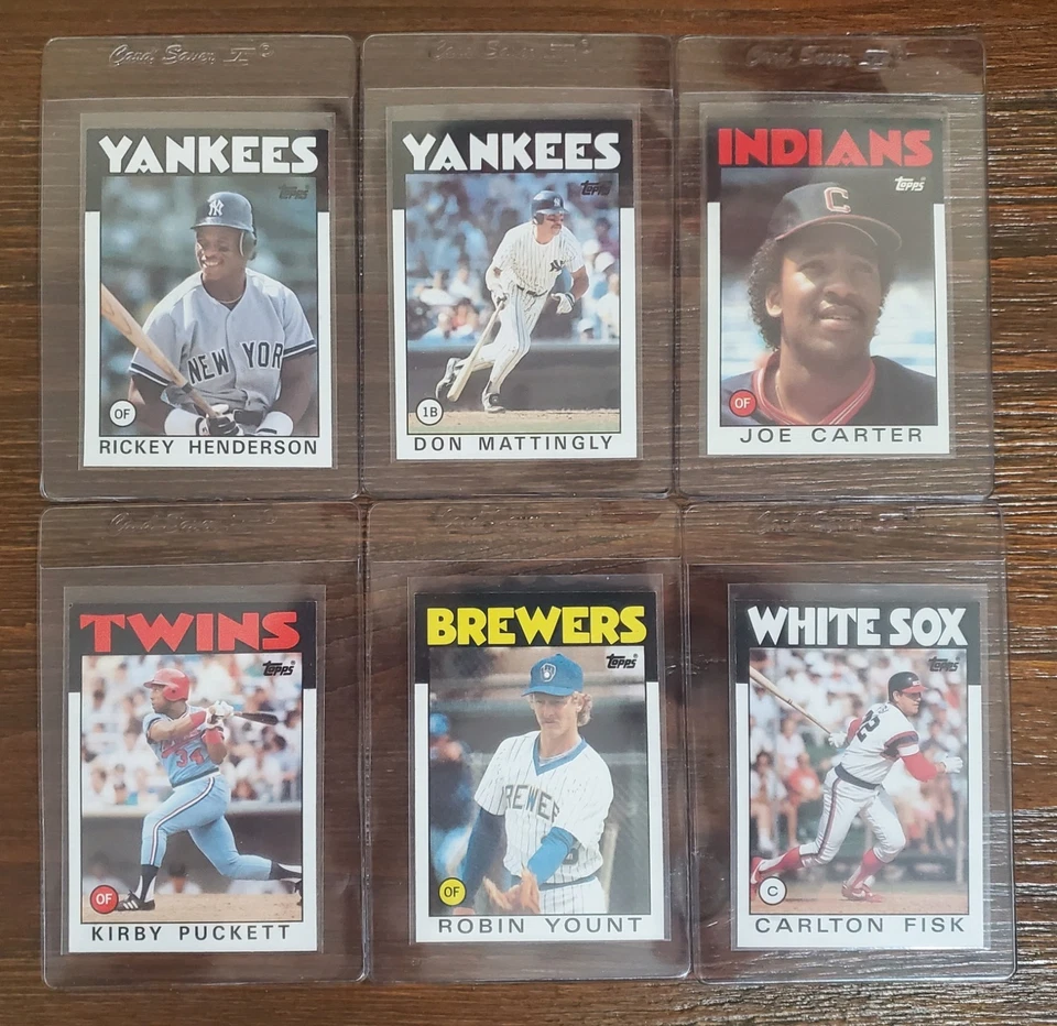 1986 Topps Baseball Card Lot (6)- HOF'ers Henderson Mattingly- fresh from pack! - Image 1 of 2