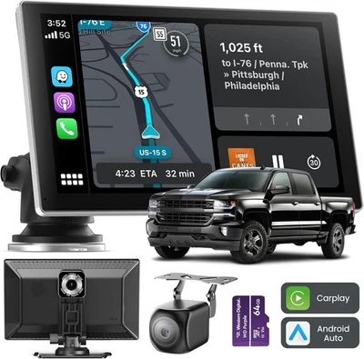 Carplay Screen for Car, 9" Portable Wireless Carplay&Android Auto, 4K Dash Cam - Image 1 of 4