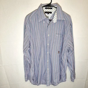 Tommy Hilfiger L Shirt Men’s Stripe Crest Logo Long Sleeve Cotton Indonesia - Picture 1 of 7