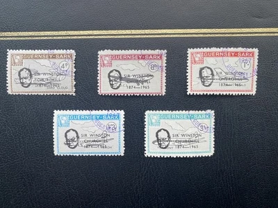 GUERNSEY/SARK ~ WINSTON CHURCHILL LIBERATION 9th MAY 1945 OVPTD ~ CTO/FULL GUM - Image 1 of 4