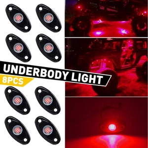 8X Red Underbody LED Underglow Light Rock Decor For Lamp Jeep SUV Pickup ATV - Picture 1 of 11