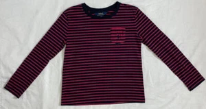 Polo Ralph Lauren Mädchen gestreiftes Langarmshirt mit Tasche Größe M 8-10 in EG! - Bild 1 von 5