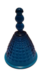 Vintage Viking Art Glass 1979 Blue Hobnail 4 Inch Bell - Picture 1 of 5