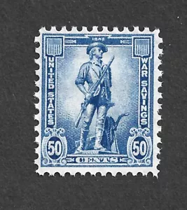 US STAMP WS9 MINT NH OG 50 CENT WAR SAVINGS BLUE MINUTEMAN FREE SHIP - Picture 1 of 1