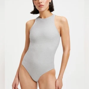 Good American One Piece Swim Bathing Suit Size 2 Medium NWT $98 Silver Sparkle - Picture 1 of 19