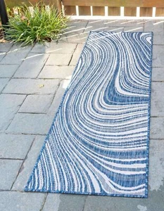 Unique Loom Outdoor Modern Collection Area Rug - Pool (2' x 6' 1" Runner, Blu... - Picture 1 of 10