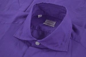 Luciano Barbera NWT Cotton Button Up Long Sleeve Shirt Size S in Solid Purple - Picture 1 of 8