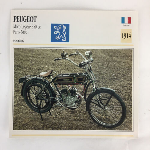 Peugeot Moto Legere 350cc / Paris-Nice - 1914 Spec Sheet Info Card 