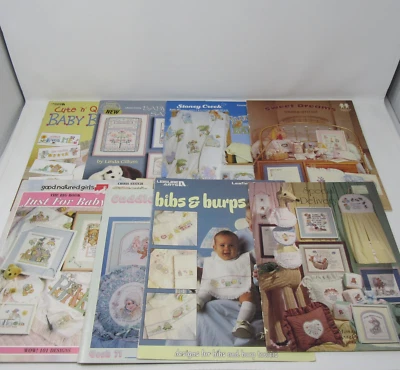 Counted Cross Stitch Pattern Book Lot of 8 Baby Leisure Arts Stoney Creek Vtg - Image 1 of 4