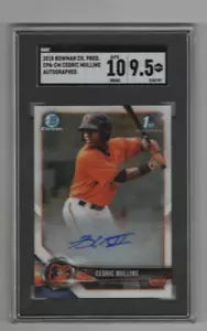 2018 Bowman Chrome Prospect 1st Prospect Auto Cedric Mullins #CPA-CM SGC 10/9.5 - Picture 1 of 2