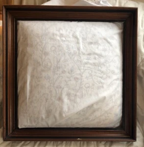 Antique Walnut Deep Well Shadow Box Frame Black Lacquer Liner 21” Sq 18 1/8” Fit - Picture 1 of 24