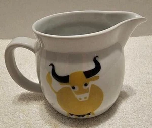 Vtg MCM Arabia Finland Yellow Cow Bull Ceramic Jug, 1 Pint Pitcher 1950's - Picture 1 of 7