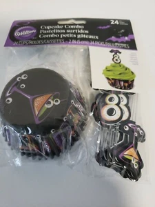  NWT NEW Halloween Eyes Cupcake Combo Papers Baking Cup 24 picks Wilton  - Picture 1 of 5