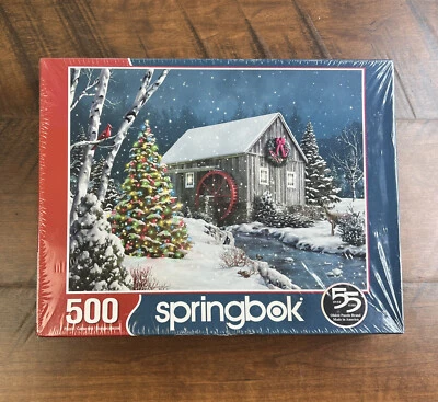 THE FALLING SNOW - Jigsaw Puzzle - 500 pieces - SPRINGBOK -  Pretty Scene!  NEW! - Image 1 of 2