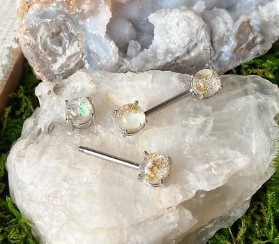 PAR de anillos para pezones con brillo de lava escudos 316L barras de acero quirúrgico joyería corporal Foto 1 de 3