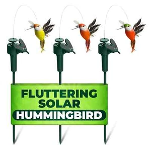 Solar Hummingbird Stakes – 3pc Colorful Garden Yard Decor, Easy No-Battery Setup - Picture 1 of 9