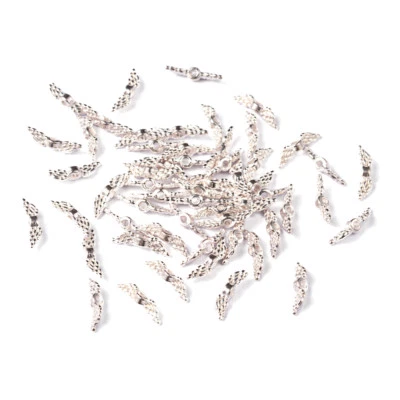 2000 Tibetan Alloy Angel Wing Charm Beads Silver Loose Spacer Nickel Free 12x3mm - Image 1 of 3