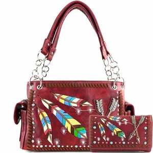 Justin West Native Colorful Embroidery Feather Arrow Conceal Carry Handbag Purse - Picture 1 of 67
