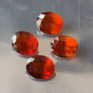 Natural Hessonite Garnet 11X9 mm Oval Faceted Untreated Loose Gemstone 4 Pieces - Picture 1 of 4