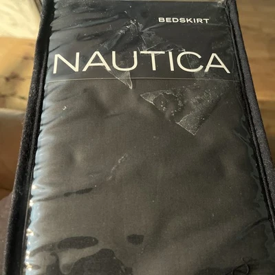 "Falda de cama Nautica de algodón carbón oscuro talla king nueva caída de 15""" Foto 1 de 2