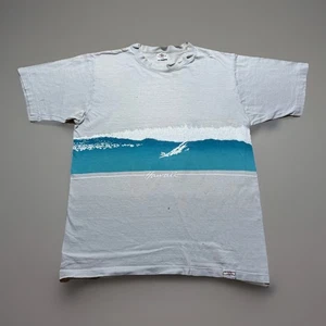 Vintage 80s Crazy Shirts Hawaii Surfing Ocean Thrashed Faded AOP Shirt - Large - Picture 1 of 11