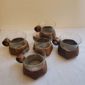 Juego de 5 tazas de café espresso Schott Gen y Mainz Jena madera de teca suiza - Imagen 1 de 9