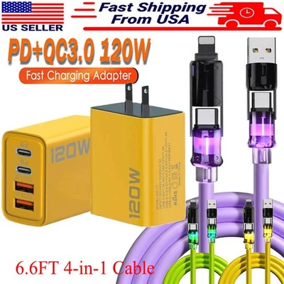 120W Super Fast Charging USB Type C Wall Charger For iPhone 16 15 14 13 12 11 X - Image 1 of 4