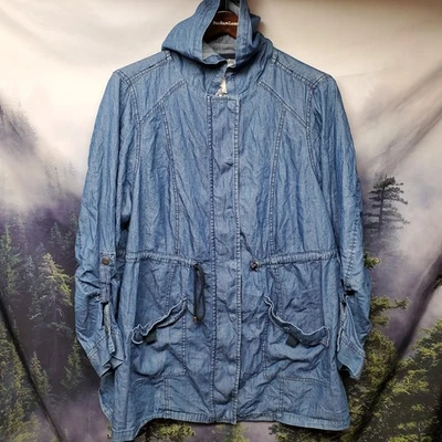 Chaqueta de jean con capucha estilo vaquero TORRID para mujer talla 2 Foto 1 de 4