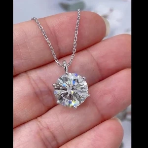 F/VS Round Lab Diamond Solitaire Pendant Necklace for Women 18k Y.Gold 2CT - Picture 1 of 6