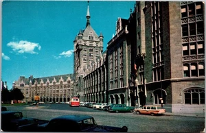 Postcard NY Albany Delaware & Hudson Railway Building SUNY Plaza 50s cars - Picture 1 of 2